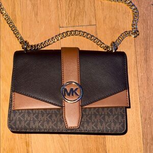 Michael Kors Black and Tan Crossbody Bag